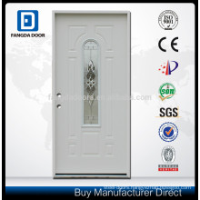 Hot sale central arch light wooden frame polyurethane foam injected inswing steel exterior door with glass